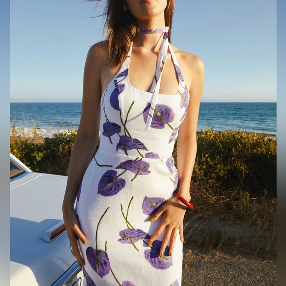 New Reformation Yana Linen Dress Spectra Floral 4 - Picture 3 of 6